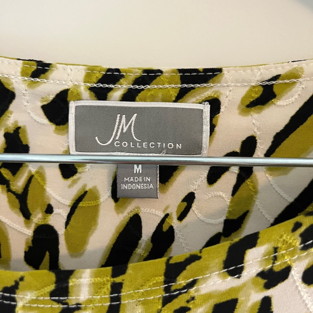 JM Collection size M 3/4 sleeve like new top black,white,lime - Picture 2 of 5